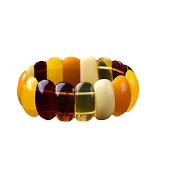 Ámbar Pulseras elásticas rectangulares de ámbar sintético para mujer, diámetro interior: 2-3/4 pulgada (7 cm), perlas: 29.18 mm