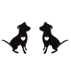 282 black Stylish and Cute Mini Animal Stud Earrings for Women - Dog Heart-shaped Ear Jewelry