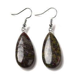 Кровь драконов Серьги с подвесками в виде капель из натуральной крови дракона, платиновые латунные серьги, 50.5x15 мм