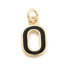 Letter O Стойки обшивки латунные подвески, с эмалью и кольцом для прыжков, без кадмия и без свинца, долговечный, реальный 18 k позолоченный, буквы, Письмо O, 11.5x6.5x1 мм, отверстие : 2.5 мм