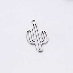 Stainless Steel Color 304 Stainless Steel Pendants, Cactus Charm, Stainless Steel Color, 21x12mm