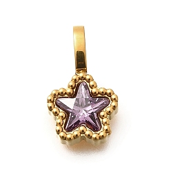 Лиловый 304 из нержавеющей стали горный хрусталь подвески, ионное покрытие (ip), звезды прелести, сирень, 14.5x8.5x3.5 мм, отверстие : 4.5x2.5 мм
