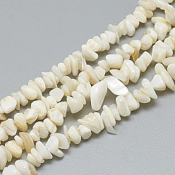 Beige Freshwater Shell Beads Strands, Dyed, Chip, Beige, 4~14x4~8x1~8mm, Hole: 1mm, about 210~250pcs/strand, 31.4 inch