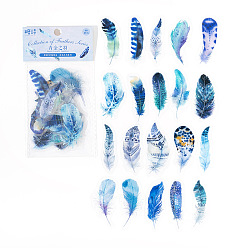 Cornflower Blue 40Pcs PET Self Adhesive Feather Stickers, Waterproof Feather Decals, for Diary, Album, Notebook, DIY Arts and Crafts, Cornflower Blue, 50~60mm