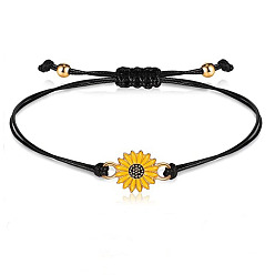 Золотой Браслет дружбы с ромашками и подсолнухом для пар - ювелирные изделия из воскового шнура из сплава
