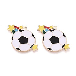 Белый Подвески из эмали и сплава, прелести футбола, золотые, белые, 24x30x1 мм, отверстие : 1.2 мм