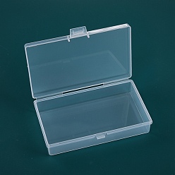Clear Transparent Plastic Bead Containers, with Hinged Lids, Rectangle, Clear, 13.5x8x3cm