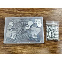 Stainless Steel Color Unicraftale 304 Stainless Steel Brooch Findings, Stainless Steel Color, Tray: 15mm, 77x15mm, pin: 1mm, 50pcs/box