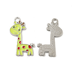 Желтый Подвески из эмали и сплава, прелести жирафа, платина, желтые, 27x17x1 мм, отверстие : 2 мм