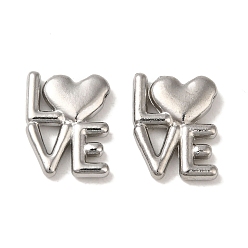 Нержавеющая Сталь Цвет Не тускнеет 304 бусины из нержавеющей стали, Слово любовь, цвет нержавеющей стали, 16x12x3 мм, отверстие : 1.2 мм