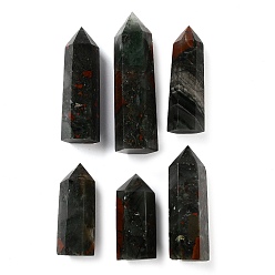 Bloodstone Tower Natural African Bloodstone Healing Stone Wands, Energy Balancing Meditation Therapy Decors, Hexagon Prism, 23~27x17~24x37~89mm