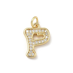 Letter P Латунные микро проложить кубического циркония подвески, без кадмия и без свинца, долговечный, реальный 18 k позолоченный, с целью перехода в кольце, Письмо P, 15.5x11x2 мм, Перейти кольцо: 5x1 мм, 3 мм внутренним диаметром