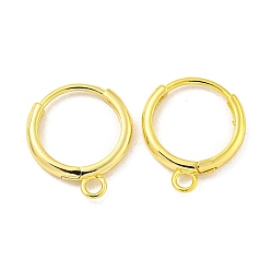 Настоящее золото 18K Латунные серьги обруча, кольцо, реальный 18 k позолоченный, 16.5x1.5 мм, отверстие : 2 мм