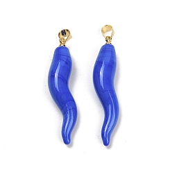 Королевский синий Лэмпворк ручной работы с латунными подвесками, талисманы в виде рога изобилия, королевский синий, 35~40x9.5~13.5x8.5 мм, отверстие : 4.5x3 мм