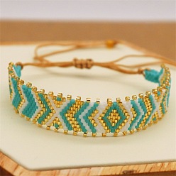 001 Boho Chic Miyuki Beaded Diamond Pattern Ethnic Bracelet - Handmade Fashion Accessory