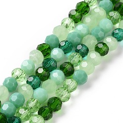 Light Green Glass Beads Strands, Faceted(32 Facets), Round, Light Green, 5.5mm, Hole: 1mm, about 95pcs/strand, 20.47''(52cm)