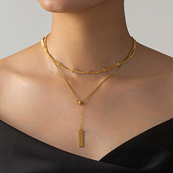 Золотой 2шт. геометрические 201 прямоугольные кулоны из нержавеющей стали для женщин, повседневная праздничная одежда, золотые, 16.54~17.72 дюйм (42~45 см)