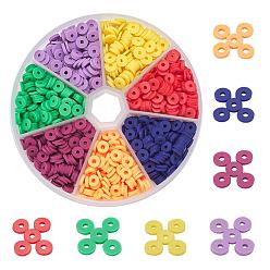Mixed Color Eco-Friendly Handmade Polymer Clay Beads, Disc/Flat Round, Heishi Beads, Mixed Color, 6x1mm, Hole: 2mm, 6g/style