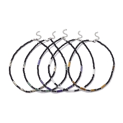 Mixed Stone Glass & Non-magnetic Synthetic Hematite Bead Necklaces, Mixed Natural Gemstone Bead Necklaces, 304 Stainless Steel Jewelry, 15-3/8 inch(39cm)