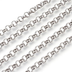 Stainless Steel Color 304 Stainless Steel Rolo Chains, Belcher Chain, Unwelded, Stainless Steel Color, 6mm