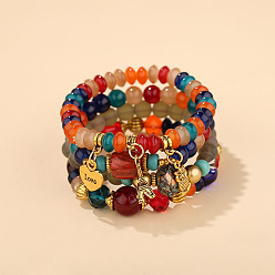 B0256-Dark Blend Vintage Ethnic Style Fashion Jewelry Set - Multiple Pendant Bracelets, Exquisite Hand Chain.