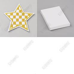 Желтый 20 шт. полиэстеровые заплатки для одежды, звезда с сеткой, желтые, 72.5x72x1.5 мм