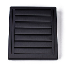 Noir Présentoirs à anneaux en bois, recouvert de cuir PU, noir, 22x25x5 cm