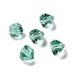 Средний Бирюзовый Стекло имитация австрийских хрустальных бусин, многоугольник, граненые, средне бирюзовый, 7x7.5x7.5 мм, отверстие : 1.2 мм