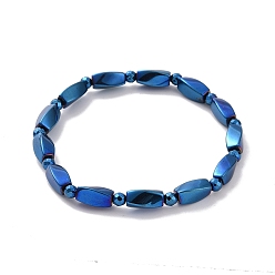 со Синим Покрытием Синтетический гематит твист прямоугольный браслет из бисера стрейч для мужчин и женщин, с покрытием синим, внутренний диаметр: 2-1/8 дюйм (5.4 см)