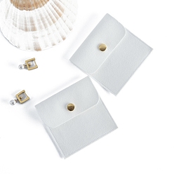 Blanco Bolsas de terciopelo para guardar joyas con botón a presión., para embalaje de fiesta de bodas, plaza, blanco, 8x8 cm