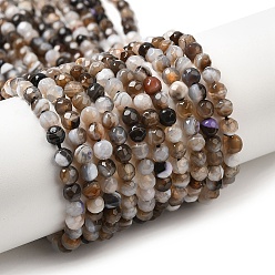 WhiteSmoke Natural Striped Agate/Banded Agate Beads Strands, Faceted, Round, Dyed & Heated, WhiteSmoke, 4.5mm, Hole: 0.8mm, about 93~102pcs/strand, 14.37~14.76''(36.5~37.5cm)