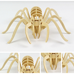 BurlyWood Wood Assembly Animal Toys for Boys and Girls, 3D Puzzle Model for Kids, Spider, BurlyWood, Finished: 190x220x65mm