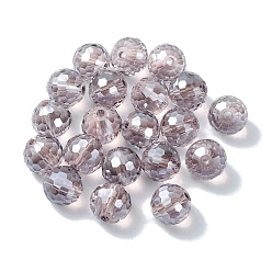 Rosy Brown AB Color Plated Glass Beads, Faceted Round, Rosy Brown, 10x9mm, Hole: 1.5mm