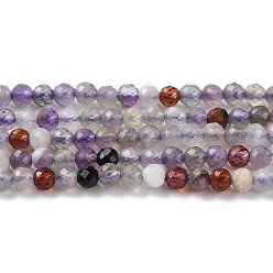 Mixed Stone Natural Amethyst & Natural Garnet & Natural Black Stone Beads Strands, Faceted, Round, 2mm, Hole: 0.6mm, about 181pcs/strand, 14.84 inch(37.7cm)