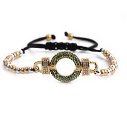 CB00198 Green Zircon Mixed Color Chain Sparkling Multicolor Beaded Chain Bracelet with Copper and Zirconia Accents