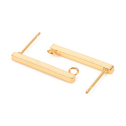 Golden 304 Stainless Steel Stud Earring Findings, with Loop, Rectangle, Golden, 19.5x2mm, Hole: 1.6mm