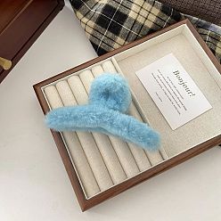 Big Size - Milk Blue Плюшевая заколка для волос в форме акулы для женщин, зимние аксессуары для волос