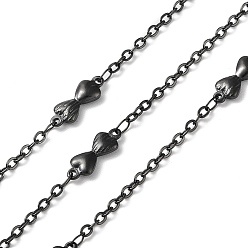 Electrophoresis Black 304 цепи из нержавеющей стали с двойным сердцем, пайки, ионное покрытие (ip), с катушкой, электрофорез черный, 14x5x2.3 мм, 2.7x2x0.5 мм, около 10 м / рулон