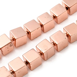 Гальванический Розовый Золотой Стеклянные бусины с гальваническим покрытием , кубические, покрытием из розового золота, 8~8.5x8~8.5x8~8.5 мм, отверстие : 1.2 мм, около 40 шт / нитка, 15.75'' (40 см)