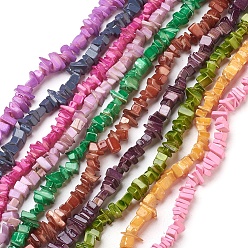 Mixed Color Spray Painted Freshwater Shell Beads Strands, Chip, Mixed Color, 7~8mm, Hole: 0.5~1mm, about 36 inch(91.4cm)