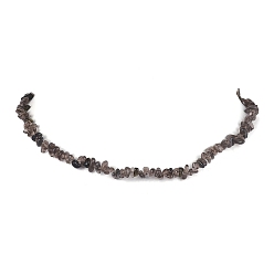 Obsidian Natural Ice Obsidian Chip Beaded Necklace, Golden, 15.94~15.98 inch(40.5~40.6cm)