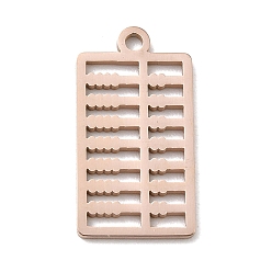 Rose Gold 304 Stainless Steel Pendants, Abacus Charms, Polishing, Ion Plating(IP), Rose Gold, 24x13x1.5mm, Hole: 1.9mm