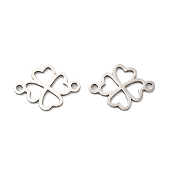Stainless Steel Color 201 Stainless Steel Connector Charm, Clover Link, Stainless Steel Color, 11.5x16x1mm, Hole: 1.5mm