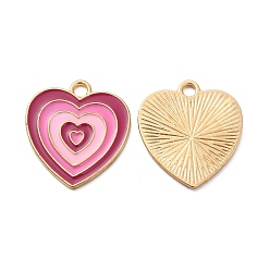 Medium Violet Red Alloy Enamel Pendants, Heart Charms, Medium Violet Red, 20x18.5x1mm, Hole: 2mm