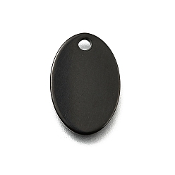 Черный Ионное покрытие (ip) 304 кулоны для штамповки из нержавеющей стали, овальные амулеты, чёрные, 17.5x11.5x1 мм, отверстие : 2 мм
