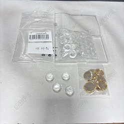 Плоский Круглый Сделай сам подвески, включая оправы для подвесок из латуни с покрытием из настоящего золота 18k и прозрачные стеклянные кабошоны., плоско-круглые, лоток : 16 мм, 20x18x2 мм, отверстие : 1.4 мм