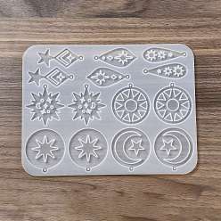 Star DIY Silicone Pendant Molds, Resin Casting Molds, for UV Resin, Epoxy Resin Jewelry Making, Star Pattern, 225x170x5mm, Hole: 2.3mm, Inner Diameter: 19.5~49x54~57.5mm