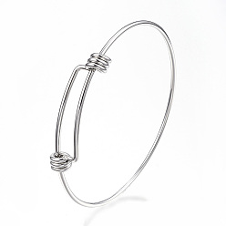 Stainless Steel Color Adjustable 304 Stainless Steel Expandable Bangle Making, Stainless Steel Color, 2-1/4 inch(56mm)~2-1/2 inch(64mm)