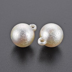 Coquillage De Mer Pendentifs en perles d'imitation en plastique ABS électrolytique, ronde, couleur de coquillage, 21.5x17mm, Trou: 2mm