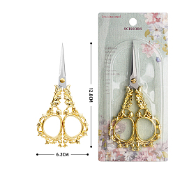 Golden & Stainless Steel Color Stainless Steel Scissors, Embroidery Scissors, Sewing Scissors, with Zinc Alloy Handle, Golden & Stainless Steel Color, 128x62mm